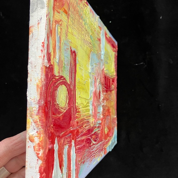 Sun Rise “An Original  Oil  Painting Abstract  Style 9”x13” Handmade - Picture 10 of 12